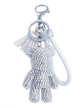 Iridescent Small Teddy Bear Tassel Bag Charm